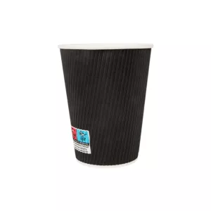 Gobelets boissons chaudes double paroi ondulé noir 360ml (8C)